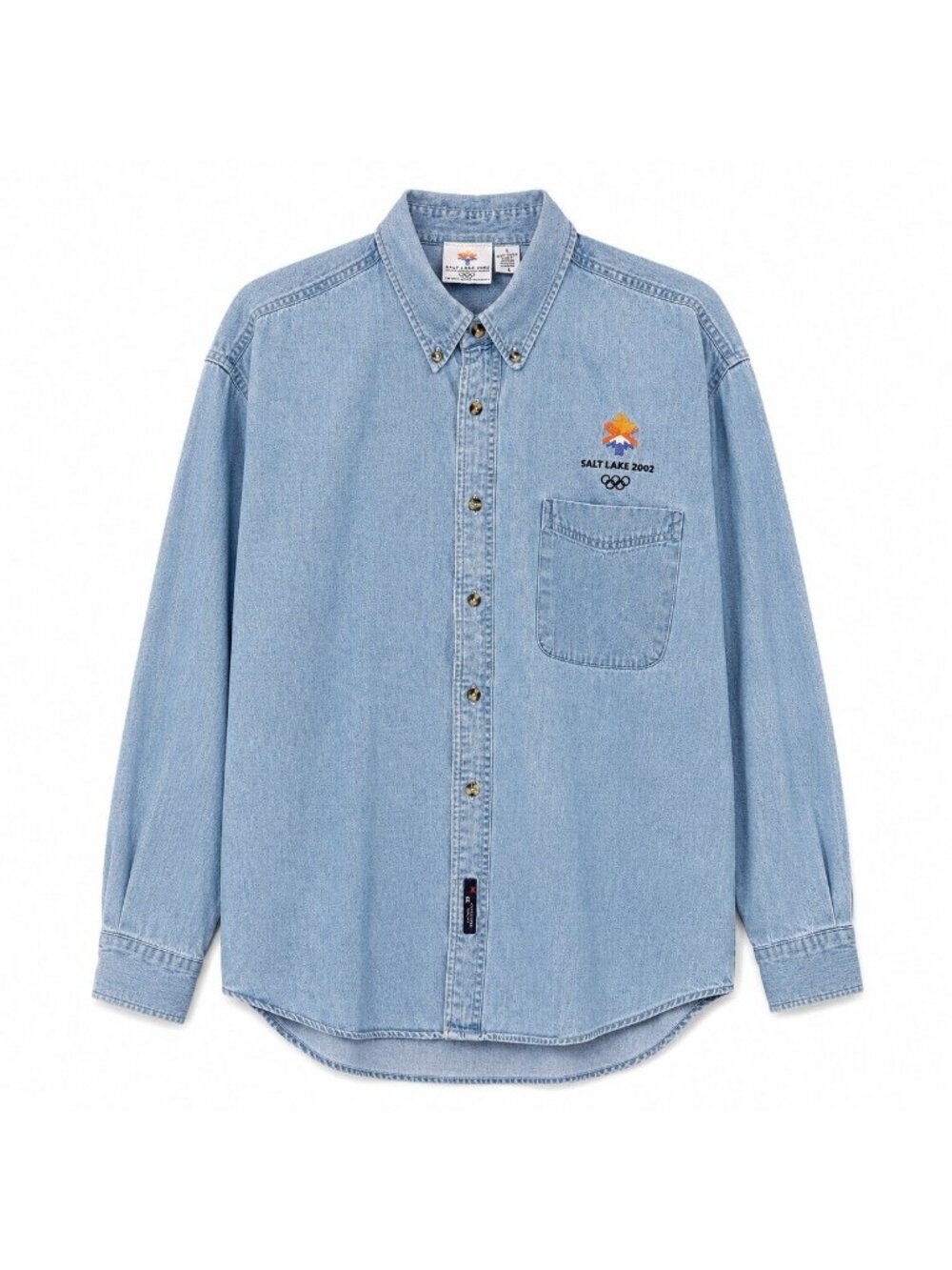 vintage SALT LAKE 2002 WINTER OLYMPICS denim button down shirt LARGE official